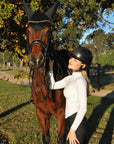 Women's Equestrian long sleeve and mock neck training top in crisp white