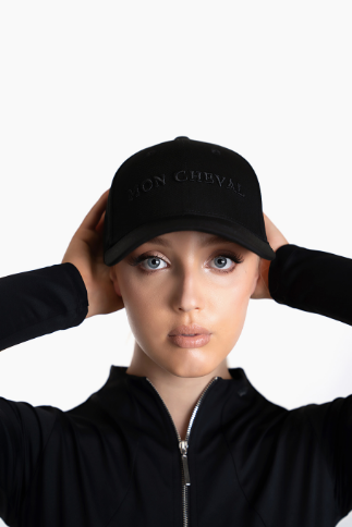 Women's Equestrian classic black cap with 3D subtle logo embroidery for sun protection